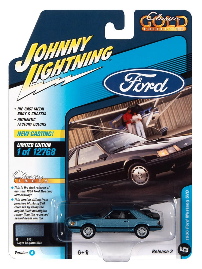 Johnny Lightning Classic Gold 1986 Ford Mustang SVO