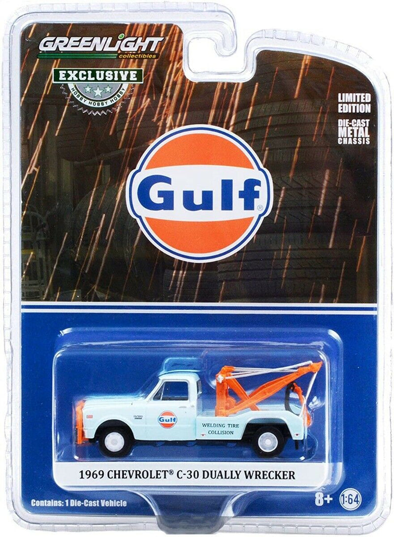 Greenlight 1/64 1969 Chevrolet C-30 Dually Wrecker Gulf Oil Welding Tire 30275