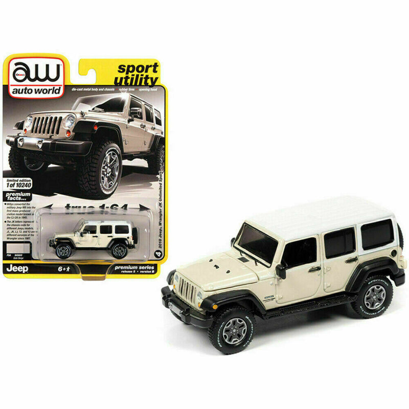 2018 JEEP WRANGLER JK UNLIMITED SPORT GOBI BEIGE 1/64 AUTOWORLD 64282-AWSP054 B