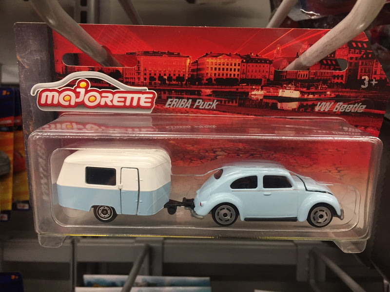 VOLKSWAGEN ESCARABAJO + ERIBA PUCK - MAJORETTE VINTAGE ESC 1:64