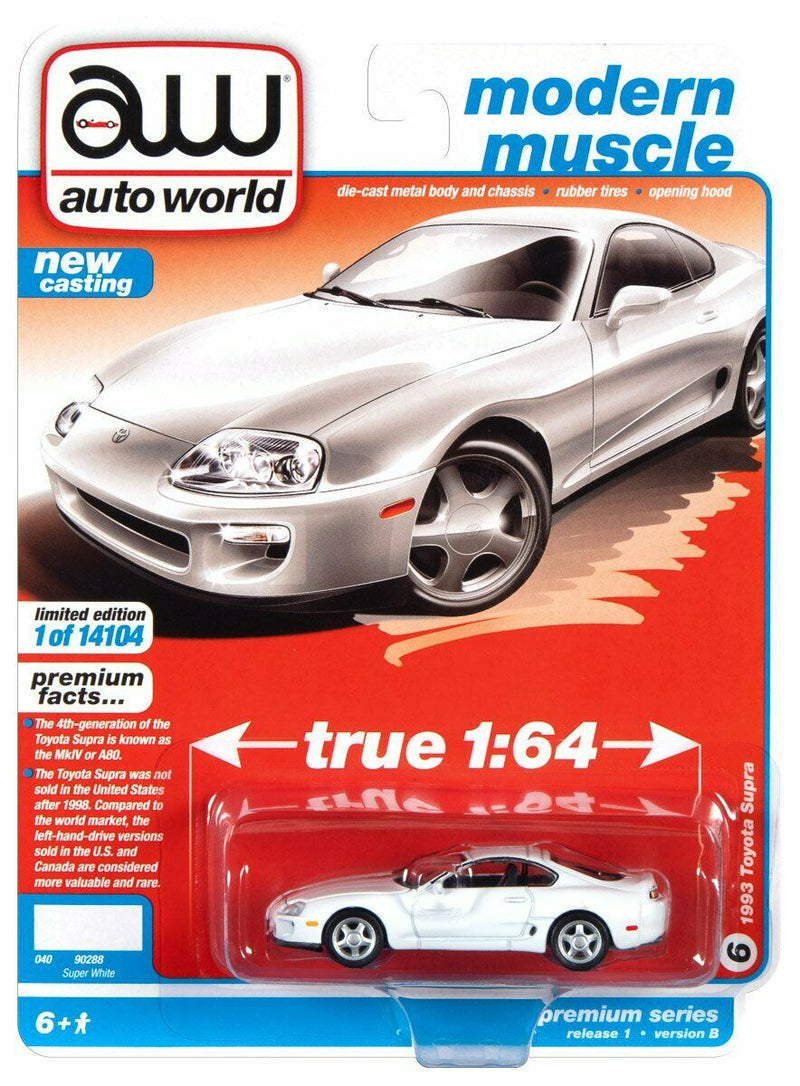 1993 TOYOTA SUPRA SUPER WHITE 1:64 SCALE BY AUTOWORLD 64302-AWSP064 B