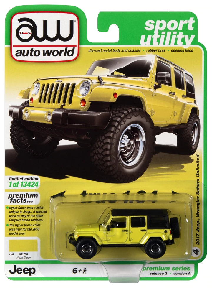 Autoworld 1/64 2017 Jeep Wrangler Sahara Unlimited,