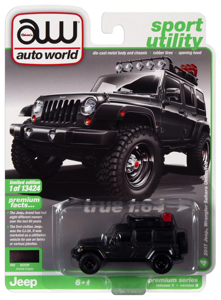 Autoworld 1/64 2017 Jeep Wrangler Sahara Unlimited Black
