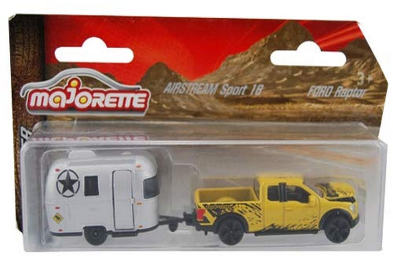 Majorette Explorer Trailer Ford Raptor + caravana Airstream Sport 16