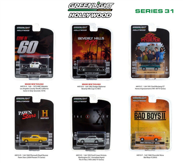 Greenlight 1:64 Set of 6 Hollywood Series 31