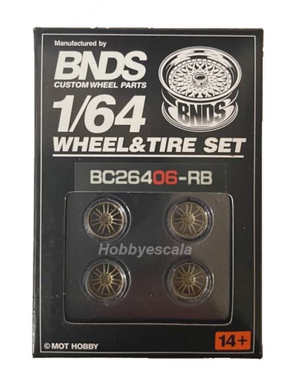 1/64 ABS Set Llantas bronze con neumaticos goma + ejes
