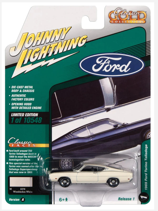 1969 FORD TORINO TALLEDEGA (WIMBLEDON WHITE) 1:64