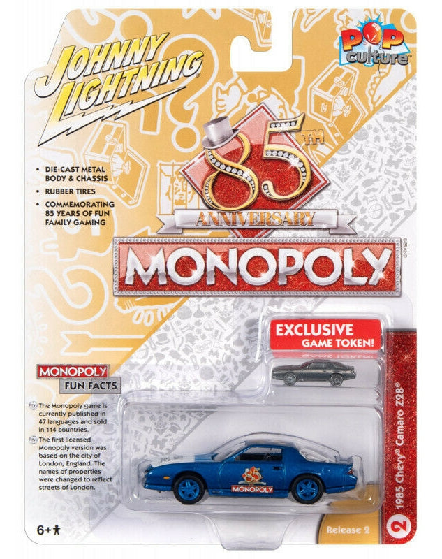 Monopoly 1985 Chevrolet Camaro & Token JOHNNY LIGHTNING POP CULTURE