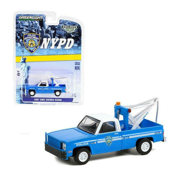 Greenlight 30236 1987 GMC Sierra K2500 w/ Hook NYPD Diecast Tow Truck 1:64