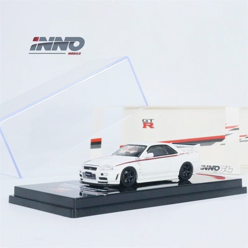 NISSAN SKYLINE GT-R R34 NISMO SPORTS RESETTING 1/64 INNO64 (WHITE)